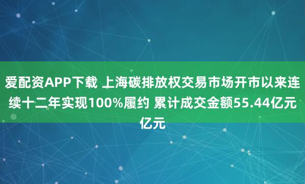 爱配资APP下载 上海碳排放权交易市场开市以来连续十二年实现100%履约 累计成交金额55.44亿元